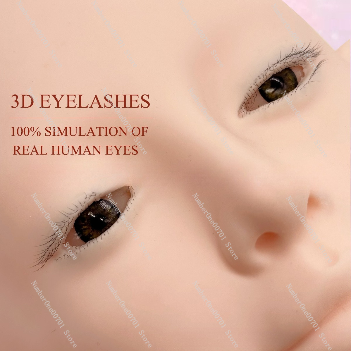 Eyelash Extension Open Eye - رأس مانيكان سيليكون ثلاثي الطبقات مع