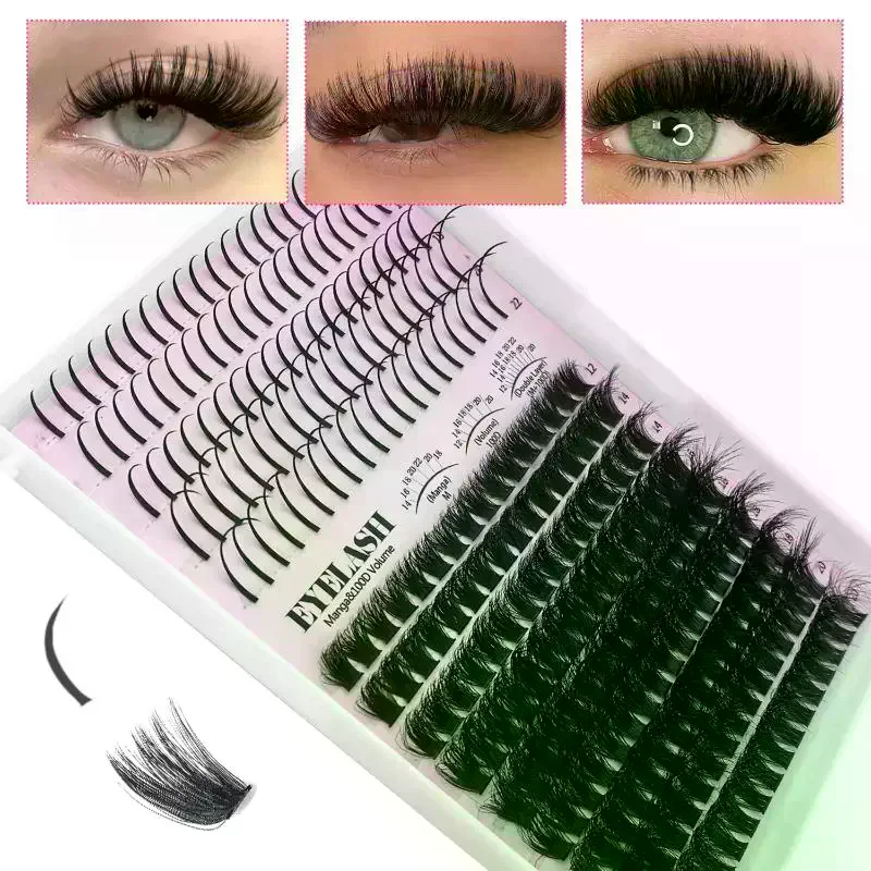 Eyelash Extension Cluster - طقم رموش كثيفة، رموش فردية مدببة،