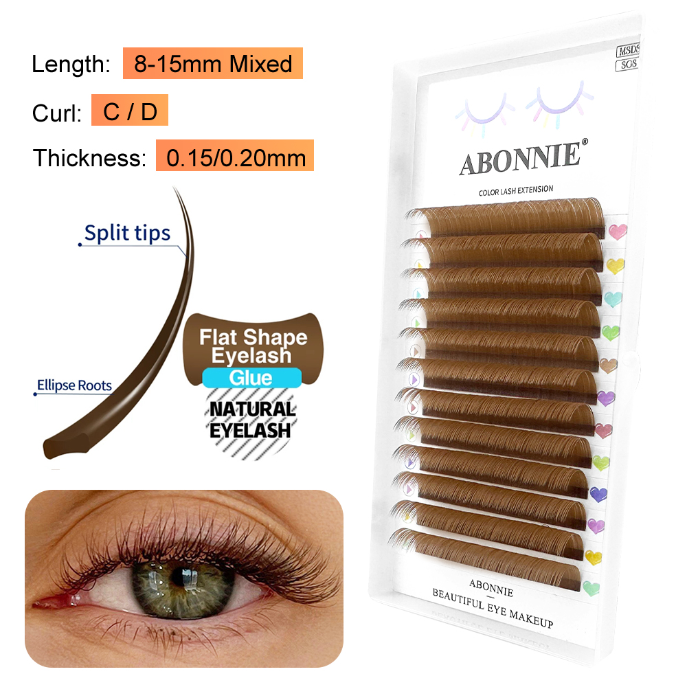 ملحقات رموش مسطحة بيضاوية بنية - مراجعة Eyelash Extension Supernatural وسعره